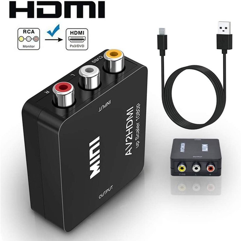 Adaptateur de boîtier de convertisseur vidéo AV vers HDMI, RCA CVSB L/R, vidéo vers HD 1080P, adaptateur de détartreur compatible HDMI, convertisseur HDTV