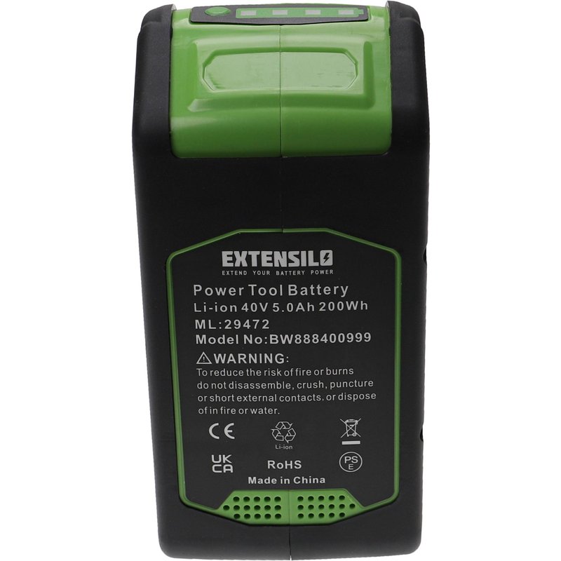 EXTENSILO Batterie compatible avec Greenworks G40TLK2X, G40TLK4, G40TM55, GD40BC, GD40BCB, GD40BCBK2X outil électrique (5000 mAh, Li-ion, 40 V)