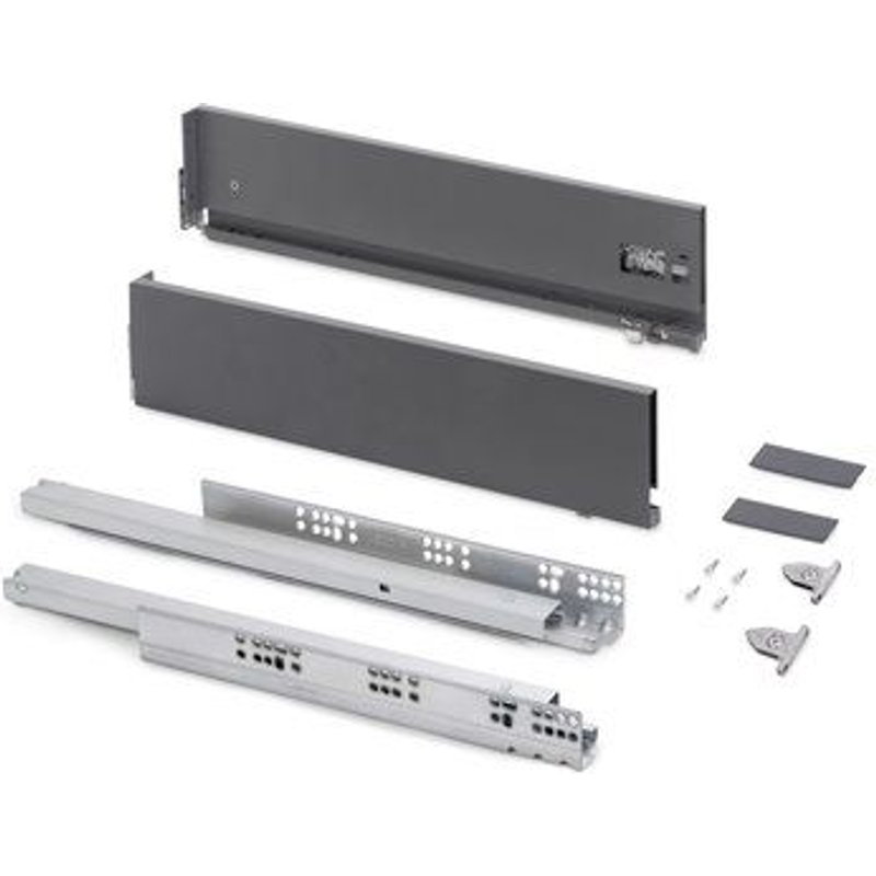 Tiroir en kit - côtés métal 131 mm - 40 kg - L 350 mm-anthracite-Vertex EMUCA