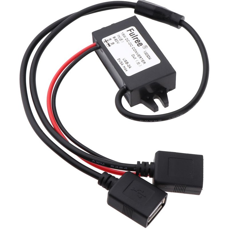Convertisseur de tension de véhicule Auto Convertisseur de générateur de tension en bas niveau, convertisseur de tension de 8-60V à 5V 3A/15W, adaptateur de câble USB double