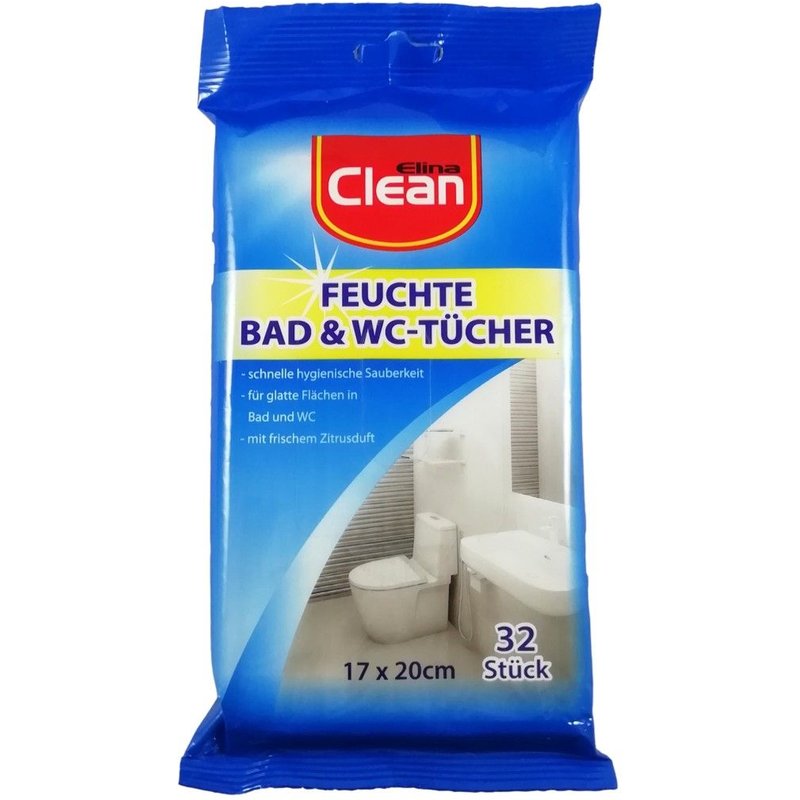 32 Lingettes Humide Nettoyantes Désinfectantes WC Salle de Bain Carrelage