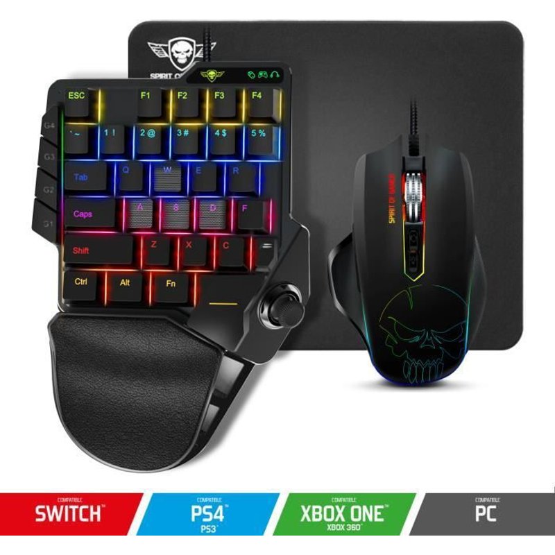 Spirit Of Gamer ? Convertisseur Xpert G900 - Pack 3 en 1 RGB Clavier + Souris + Tapis de Souris Pour Consoles PS4, XBOX ONE, SWITCH