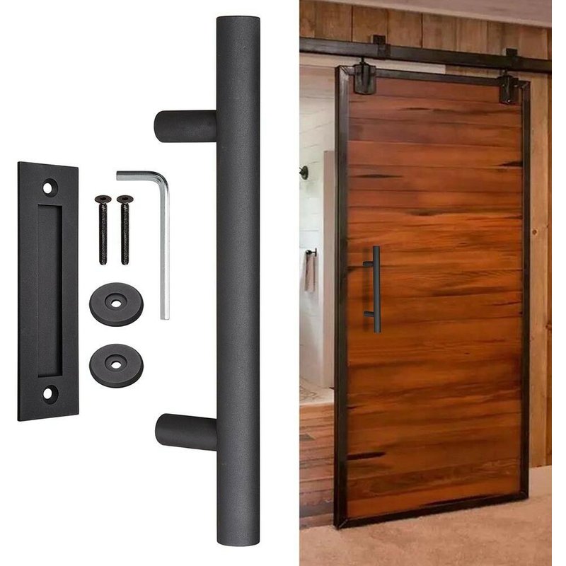 Poignée de porte de grange coulissante en bois de 12 pouces, quincaillerie de porte intérieure américaine en acier inoxydable, accessoires