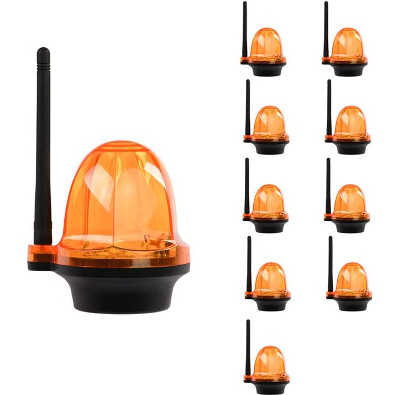 Pack de 10 Feu clignotant portail et garage 12 24 220V, LED d’alarme YET6139 sans fil Orange lumière stroboscopique porte de garage, portail, volets