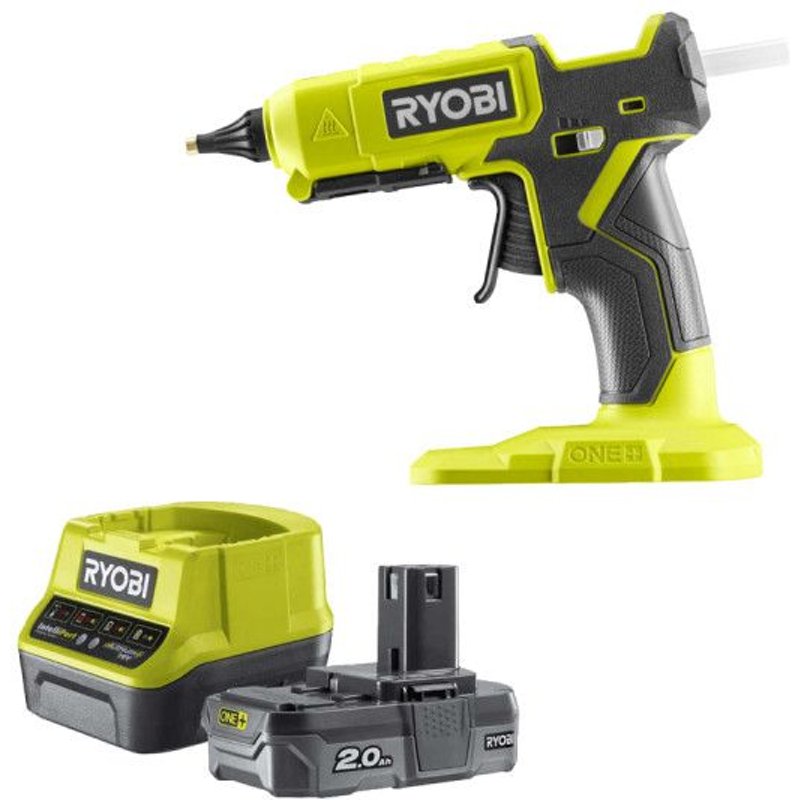 Pack RYOBI Pistolet à colle 18V One+ RGL18-0 - 1 Batterie 2.0 Ah - 1 Chargeur rapide