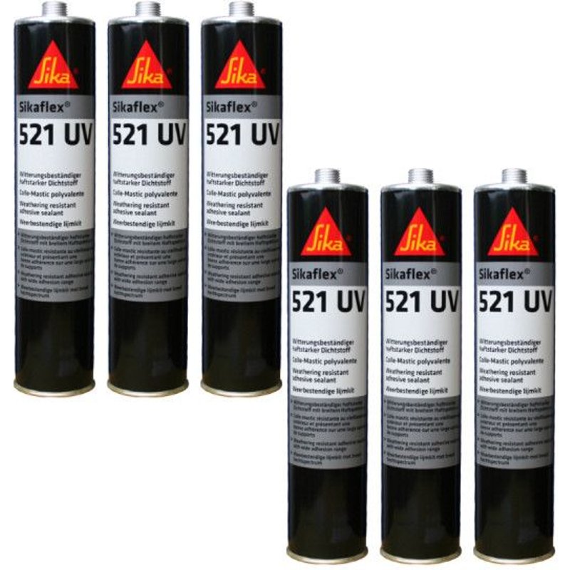 Lot de 6 colle-mastics hybride SIKA Sikaflex 521 UV - Blanc - 300ml