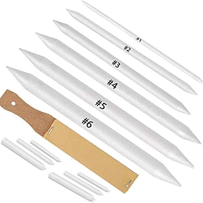 12 Pcs Blending Stumps And Tortillions Paper Art Blenders With Sandpaper Pencil Sharpener Pointer F