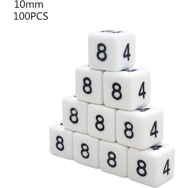 Dés De Jeu Blancs Standard À Six Faces, 100 Pièces, 8/10/16mm, Pour Fête D'anniversaire, Jeu De Société