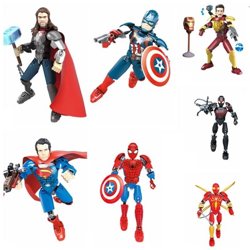 7 Pièces De Blocs De Construction D'assemblage Mobile De Figure Héroïque