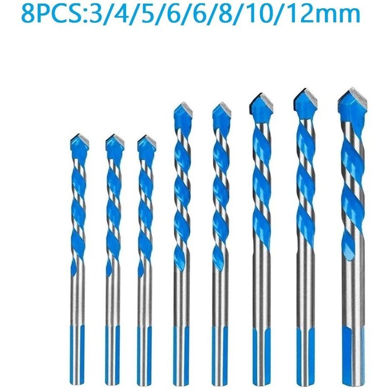 Foret triangulaire multifonctionnel pour le perçage du bois, 3-12mm, 8 pièces