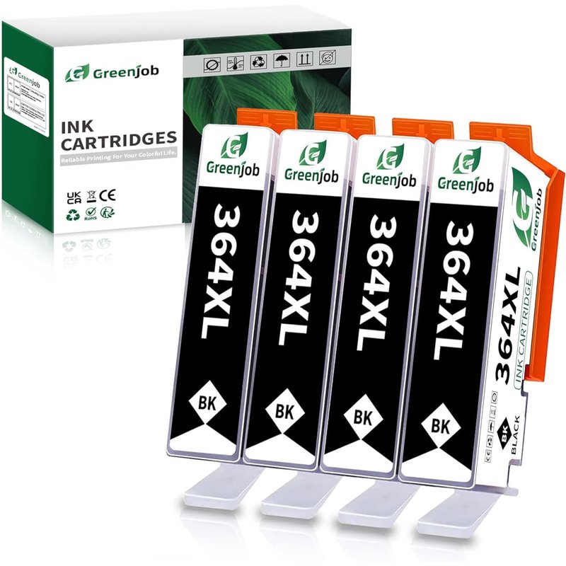 364XL Cartouches d'encre Compatible pour HP 364 364XL Noir pour HP Photosmart 5510 5520 5522 5520 6520 B8550 7510 7520 5524 6510 5515 B109a B110a Officejet 4620 4622 Deskjet 3070A (4 Noir)