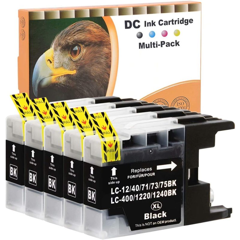 Cartouche d'encre Compatible pour Brother LC-1220 LC-1240 XL pour Brother DCP-J525W DCP-J725DW DCP-J925DW MFC-J280W MFC-J430W MFC-J425W MFC-J435W MFC-J5910DW MFC-J625DW MFC-J6510DW (5 Noir)