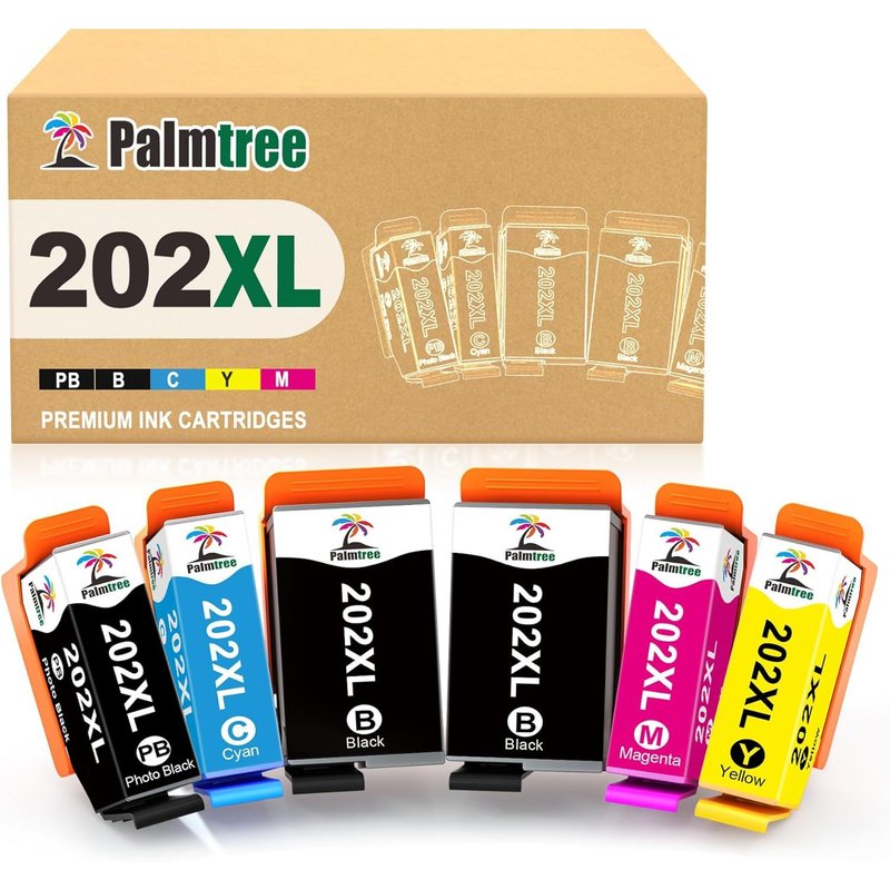 202 202 XL Cartouches d'encre Compatible avec Epson 202XL pour Epson Expression Premium XP-6000 XP-6005 XP-6100 XP-6105 XP-6001 XP 6105 XP 6100 XP 6000 (6 Paquets)