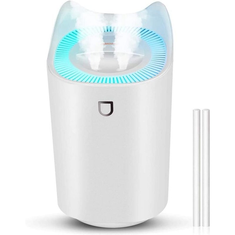 Humidificateur d'air 3l USB Ultra silencieux, avec LED 7 couleurs et 2 ouvertures de pulvérisation, pour la maison et le bureau de Yoga, meilleures ventes