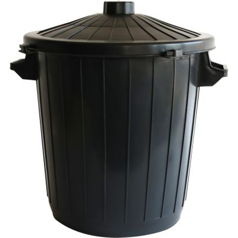 Poubelle éco-durable ronde avec couvercle verrouillable - 50 L et 80 L - noir