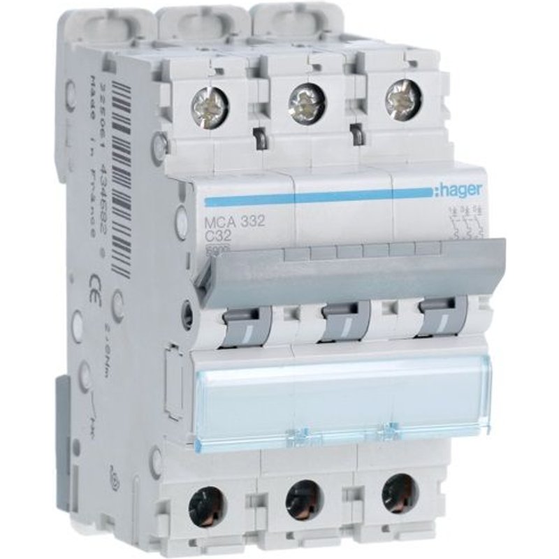 Hager MCA332 Disjoncteur 3P 32A courbe C 6/10kA