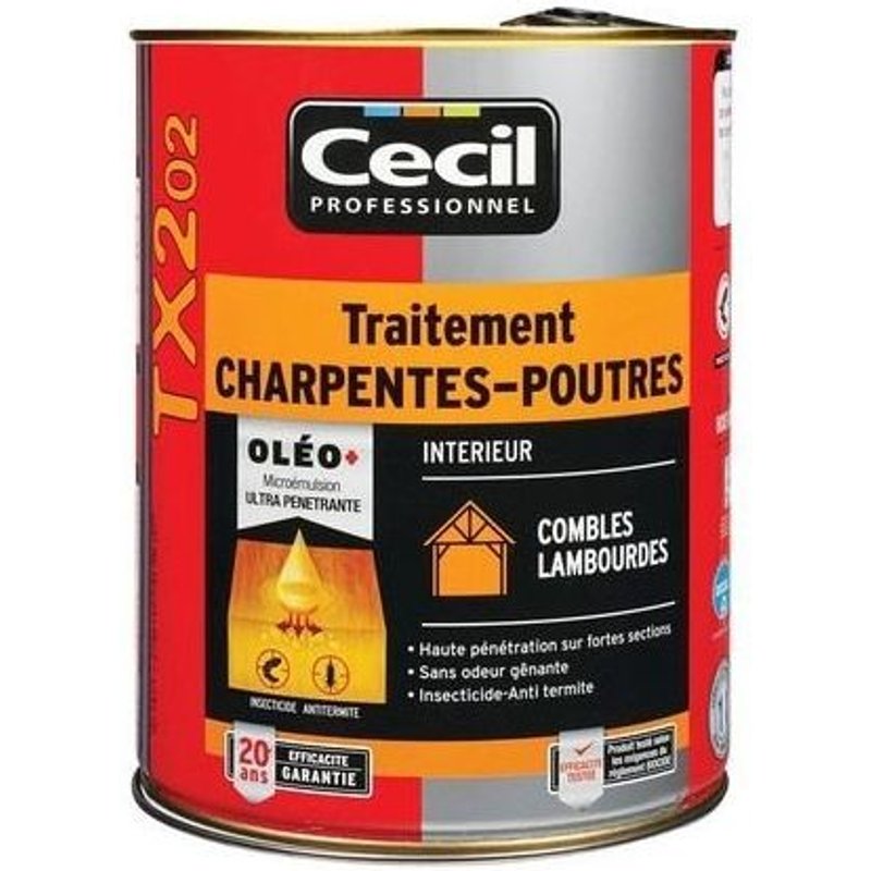 Traitement poutres et charpentes TX 202 - pot de 5L - Incolore 5 L