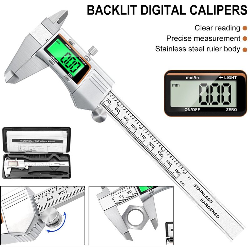 Pied à coulisse électronique de 6 pouces, micromètre, règle numérique, outil de mesure, 150 mm, 0,1 mm, 100mm
