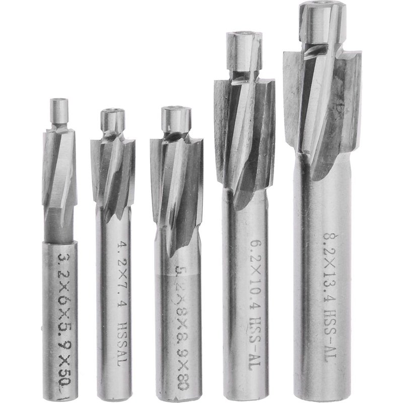 Fraise de fraisage HSS à 4 cannelures, outil de rainurage pilote M3-M8, foret pour le perçage du bois et du métal, 5 pièces