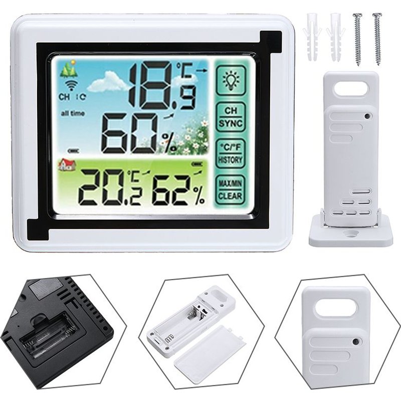 Station météo avec écran LCD, mesure de la température et de l'humidité, thermomètre numérique et hygromètre pour le bureau et la maison, 1 pièces