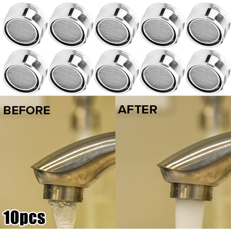 Aérateur de robinet M24 en laiton + acier inoxydable, bec mâle fileté économie d'eau, aérateur 2 couches ABS filtre poreux 10 pièces