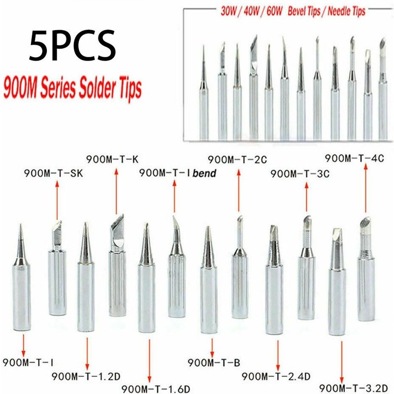 Fer à souder en cuivre pur 900m t, 5 pièces, tête de fer à souder en cuivre nu chaud, outils de soudage de pointe électrique