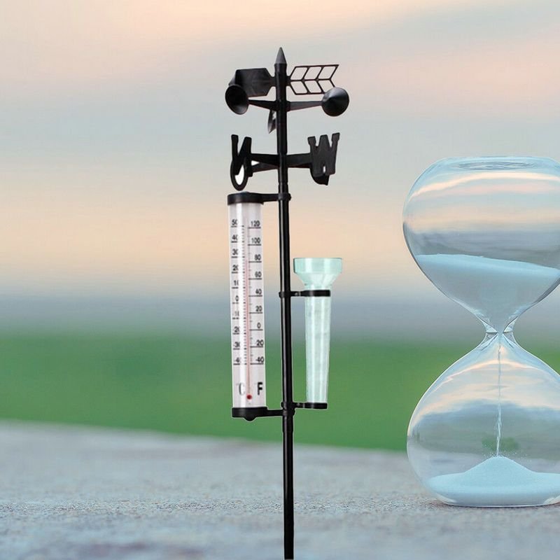 Station météo de jardin en plein air, outil de mesure météorologique, outil de palette, jauge de pluie et de vent, thermomètre d'extérieur, mesure de la pluie