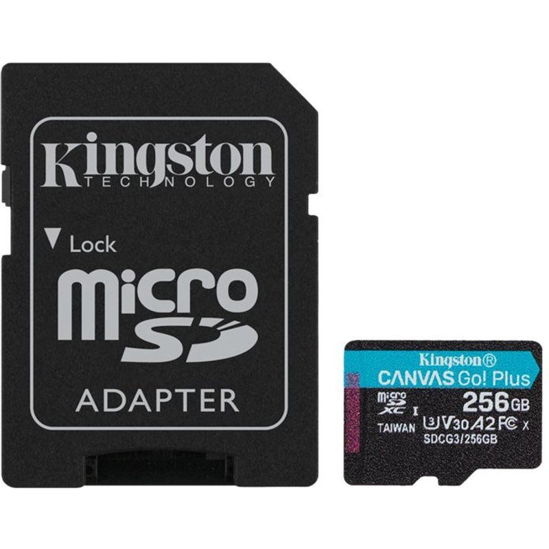 Kingston - Carte mémoire flash (adaptateur microSDXC vers SD inclus(e)) - 256 Go - A2 / Video Class V30 / UHS-I U3 / Class10 - microSDXC UHS-I