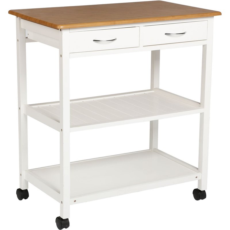 Desserte De Cuisine - Imitation Bambou - Blanc