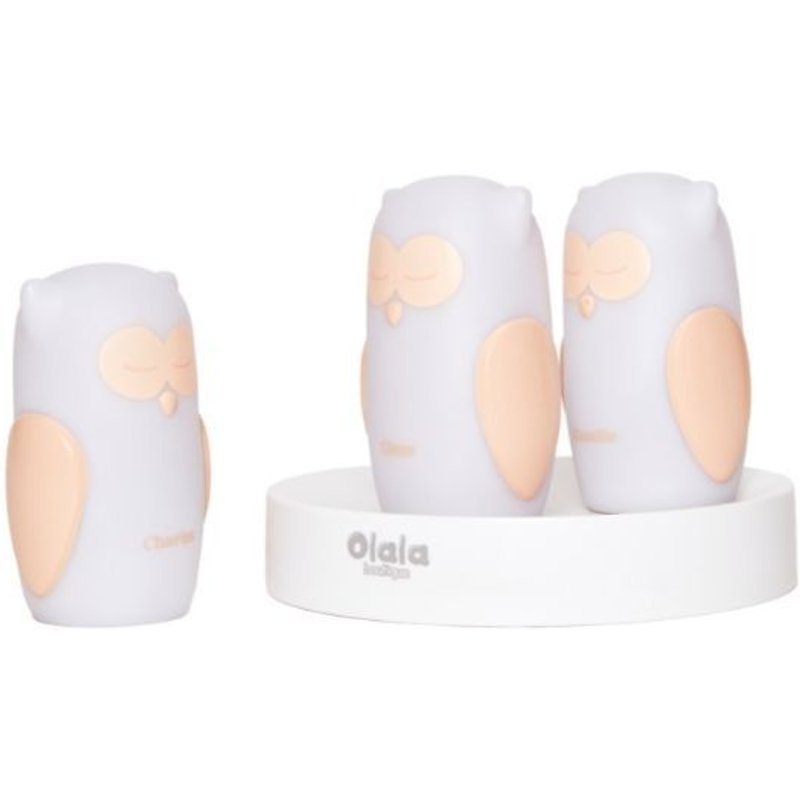 Trio De Veilleuses - Chouettes Côme, Charles & Camille - Recharge À Induction - Blanc