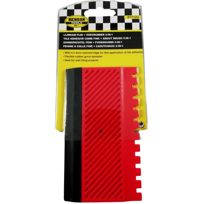 Peigne à Colle Fine Dents 4mm + Caoutchouc Bricolage Carrelage Etaler Lisser