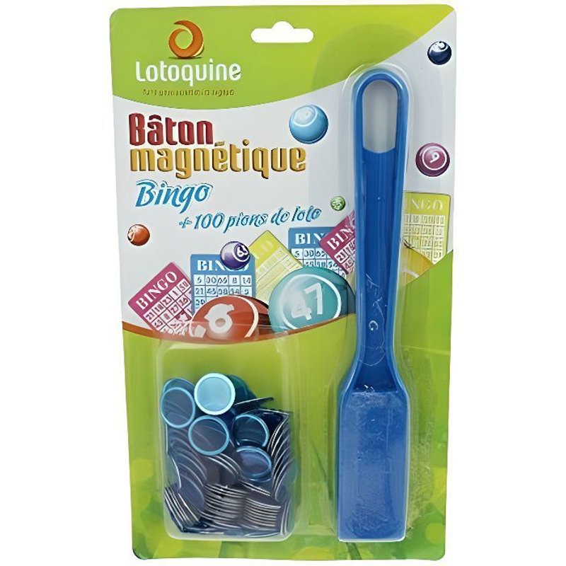Baton Magnetique + 100 Pions Loto Bingo Bleu Bleu