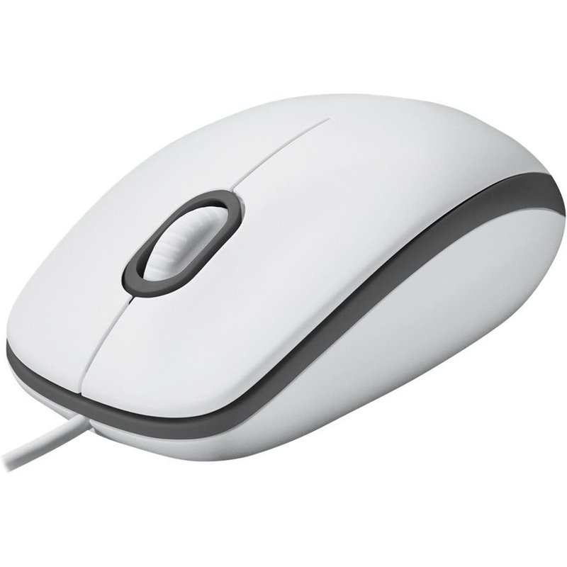 Logitech M100 - Souris - droitiers et gauchers - optique - 3 boutons - filaire - USB - blanc