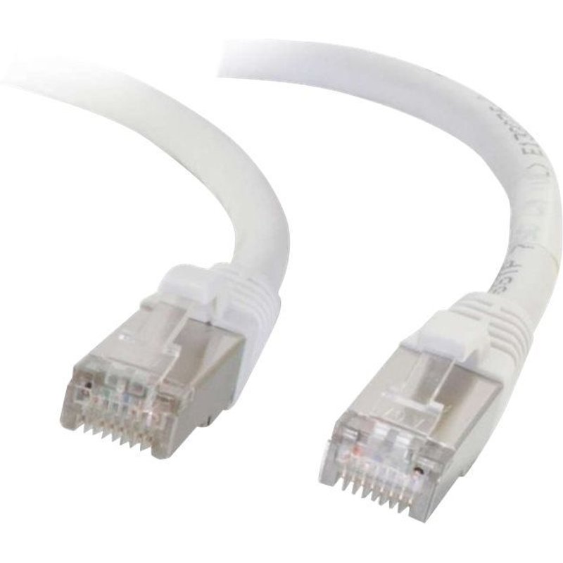 C2G Cat6a Booted Shielded (STP) Network Patch Cable - Cordon de raccordement - RJ-45 (M) pour RJ-45 (M) - 3 m - STP - CAT 6a - moulé, sans crochet, bloqué - blanc