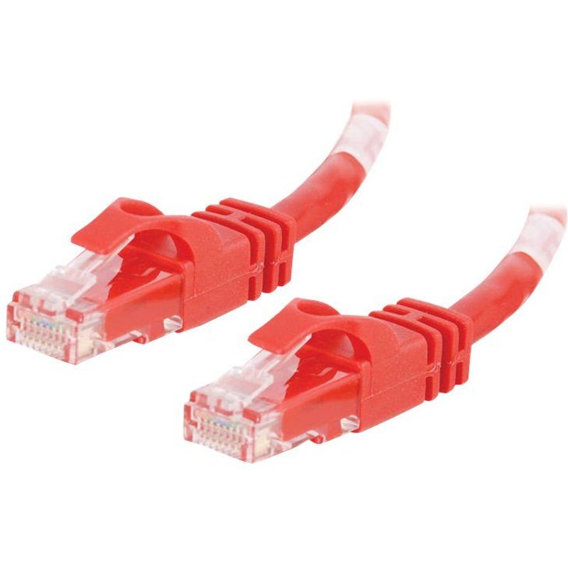 C2G Cat6 Booted Unshielded (UTP) Network Patch Cable - Cordon de raccordement - RJ-45 (M) pour RJ-45 (M) - 50 cm - UTP - CAT 6 - moulé, sans crochet, bloqué - rouge