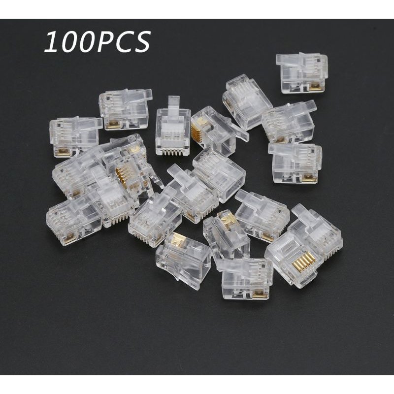 Connecteurs de tête de câble modulaire pour téléphone, 2021 pièces, livraison directe, RJ12 6P6C, prises en cristal, 100