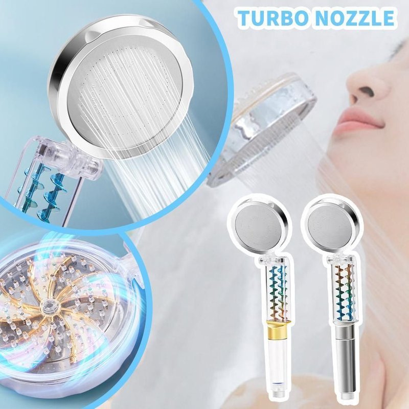 Pomme de douche pliable à main, Turbo hélice, pluie économie d'eau, Jet, accessoires de salle de bains, uniforme, échappement