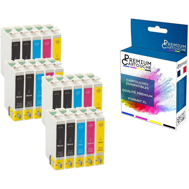 PREMIUM CARTOUCHE - 20 Cartouche compatible pour EPSON T29XL T29 XL Noir (x8) + Cyan (x4) + Magenta (x4) + Jaune (x4) (Fraise) pour Epson Expression H