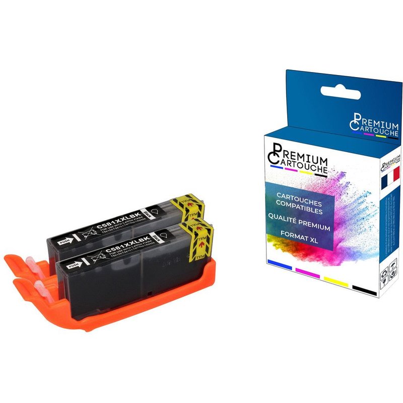 PREMIUM CARTOUCHE - 2 Cartouche compatible pour CANON CLI 581XL Noir Canon Pixma TR 7500 Series TR 7550 TR 8500 Series TR 8550 TS 705 TS 6100 Series