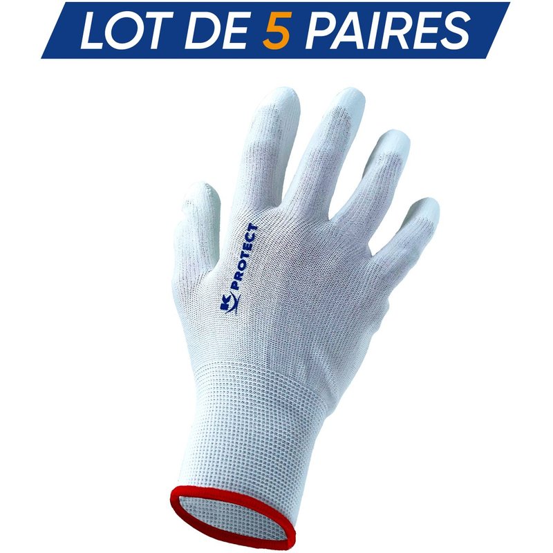 Lot 5 Gants PU Blanc T11 - KELI