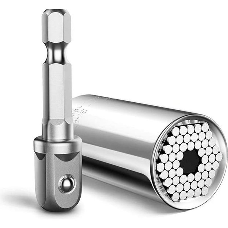 Rouge Jeu de clés à douille universel, jeu de douilles magiques, s'adapte aux normes, adaptateur de clé à cliquet multiple de 1/4 à 3/4 pouces ""Nipseyteko