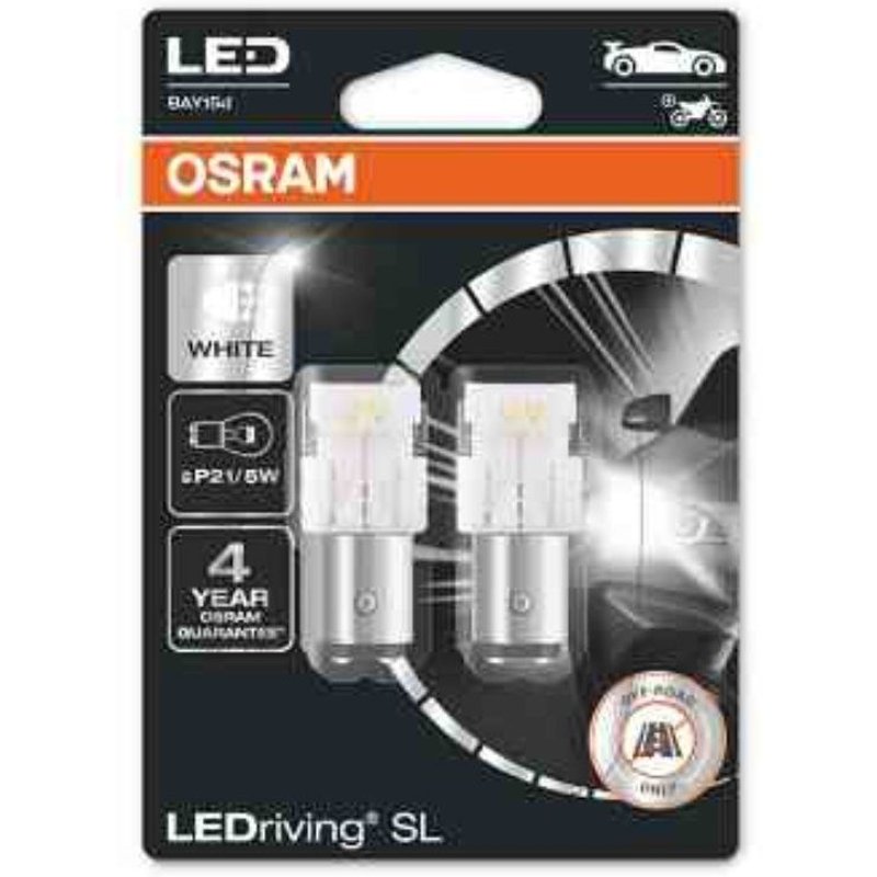 Ampoule 12V 21/5W BAY15D Osram LED blanc 6000K feu + stop x2