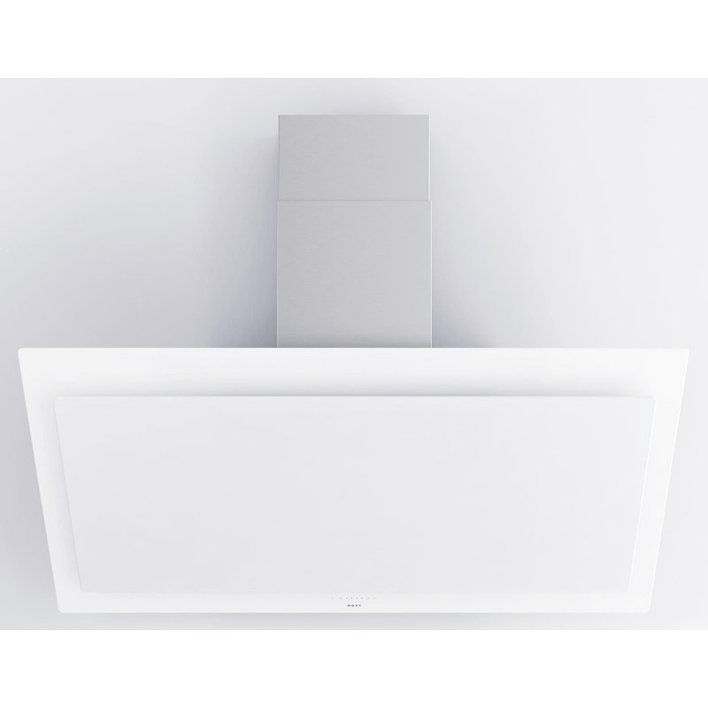 novy - hotte décorative inclinée 120cm 808m3/h verre blanc - 7841