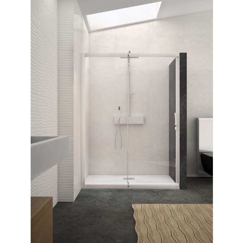 Paroi de douche Macao 142-155 profile blanc verre transparent