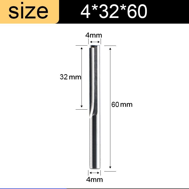 4x32x60 Vsharp 3.175 4 6 8 10mm tige 2 cannelures, fraise CNC en carbure de tungstène, bois dur, gravure MDF, mèche de routeur ""Nipseyteko