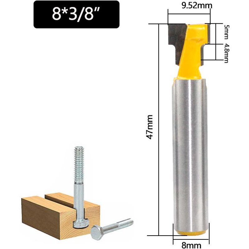 1pc 9.52mm Jeu de mèches de toupie, à tige de 8mm, pour trous de clé, boulon hexagonal, pour le travail du bois, C08-142 ""Nipseyteko