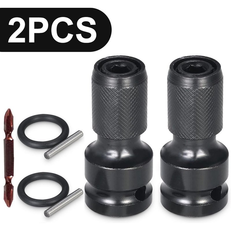 2Pcs Upgraded set Jeu de clés à percussion à cliquet carrées de 1/2 à 1/4 pouces, adaptateur de jeu de douilles, convertisseur d'entraînement, outil à dégagement rapide ""Nipseyteko