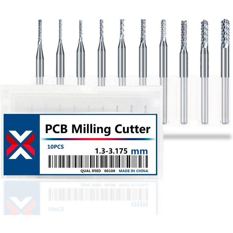 1.3-3.175mm Set XCAN Kit de fraises à fraisage PCB, machine à graver des mèches en carbure avec tige de 0,6-3,175 mm, 10 pièces ""Nipseyteko