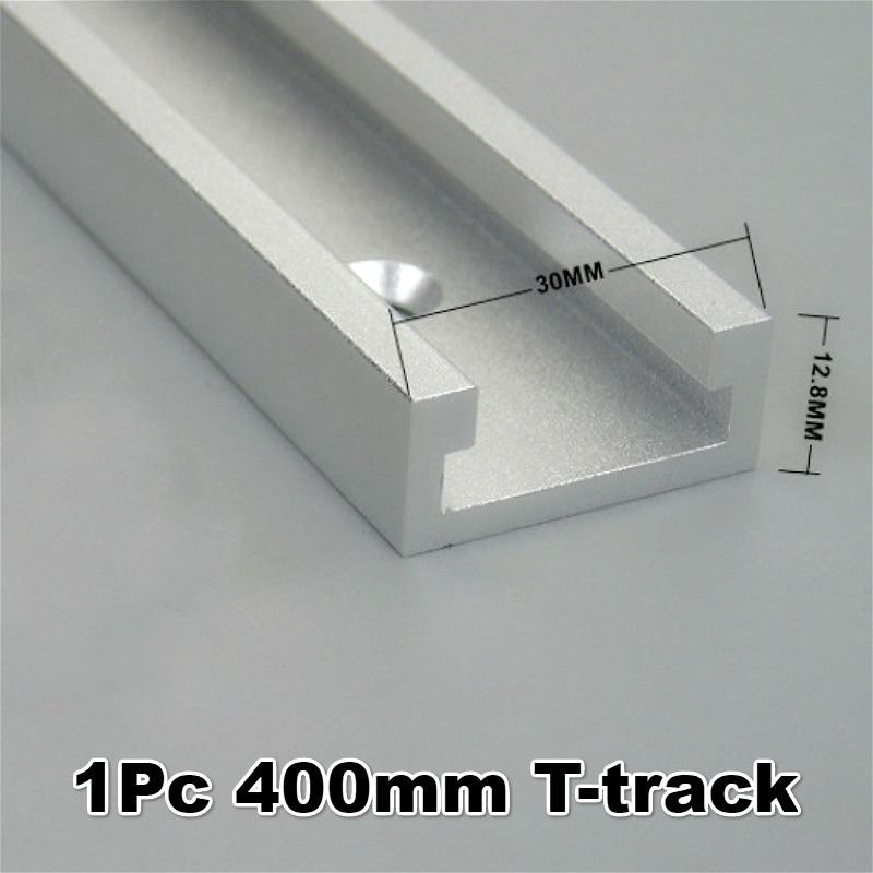 1Pc 400mm T-track Alliage en aluminium pour bricolage, outils de menuiserie, fente en mitre avec voies en T, glissière en barre de mitre pour table à scie ""Nipseyteko