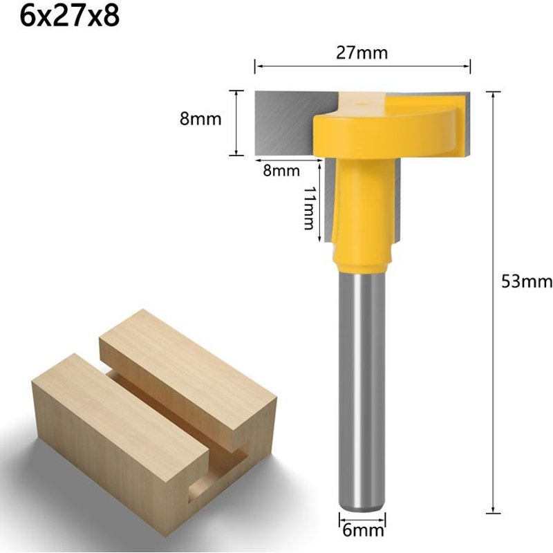 NO3 Fraise de Type "T" pour le bois, 8mm, 6mm, 12mm, 1 pièce ""Nipseyteko